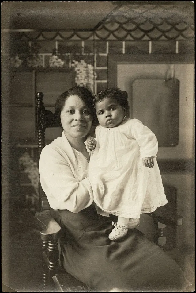 A mother and her baby, the original old photo