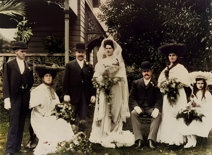 A 1905 wedding photo, restored and colorized by Fondly